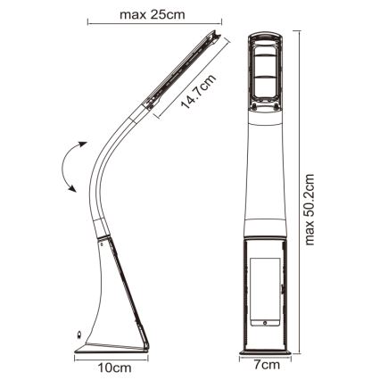 Globo - LED Stmívatelná dotyková stolní lampa s displejem LED/6,5W/230V 3000/4500/5800K černá
