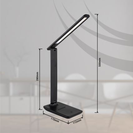 Globo - LED Dotyková stmívatelná nabíjecí stolní lampa LED/4W/5V 2700/4000/6500K 1800 mAh černá