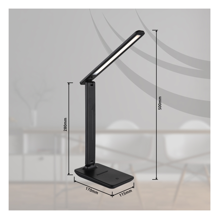Globo - LED Dotyková stmívatelná nabíjecí stolní lampa LED/4W/5V 2700/4000/6500K 1800 mAh černá