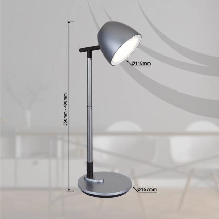 Globo - LED Stmívatelná dotyková stolní lampa LED/7,5W/230V 3000K/4000K/6500K šedá