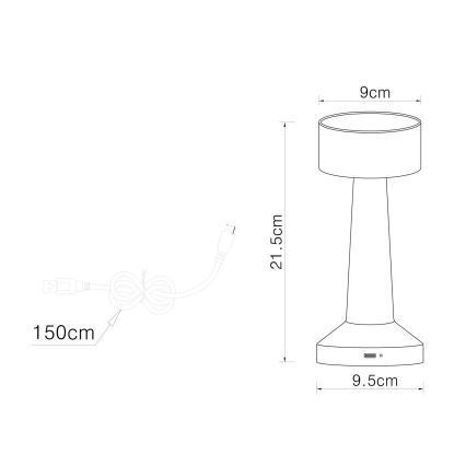 Globo - LED Stmívatelná dotyková stolní lampa LED/1W/3,7V 2700K/4000K/6500K 800 mAh USB zlatá