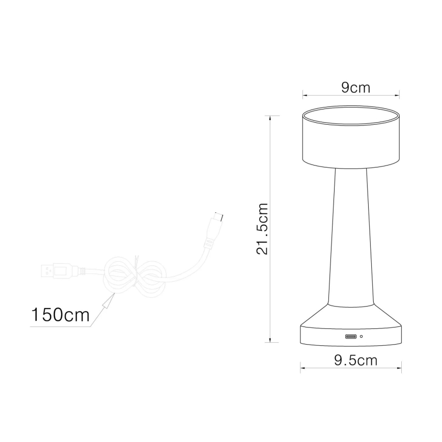 Globo - LED Stmívatelná dotyková stolní lampa LED/1W/3,7V 2700K/4000K/6500K 800 mAh USB zlatá