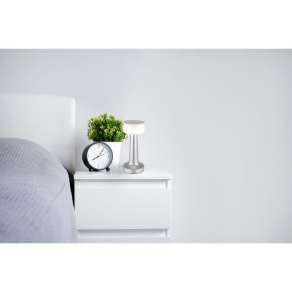 Globo - LED Stmívatelná dotyková stolní lampa LED/1W/3,7V 2700K/4000K/6500K 800 mAh USB matný chrom