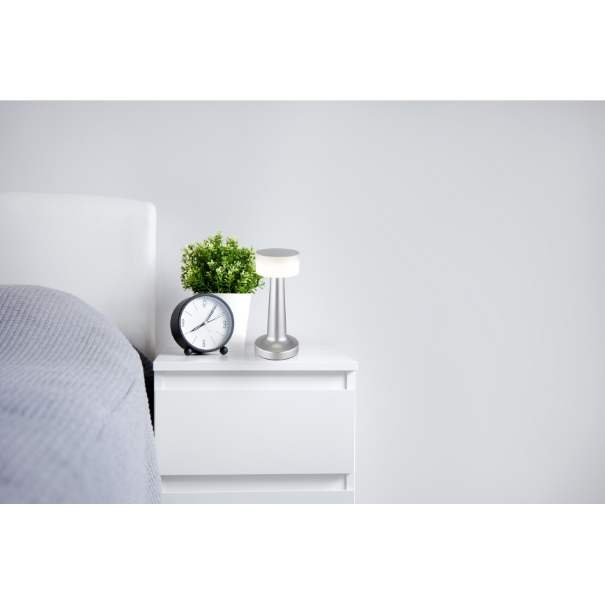 Globo - LED Stmívatelná dotyková stolní lampa LED/1W/3,7V 2700K/4000K/6500K 800 mAh USB matný chrom