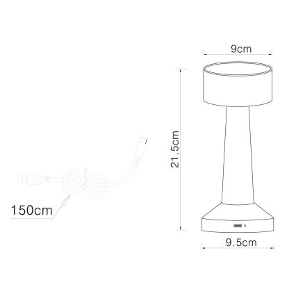 Globo - LED Stmívatelná dotyková stolní lampa LED/1W/3,7V 2700K/4000K/6500K 800 mAh USB matný chrom
