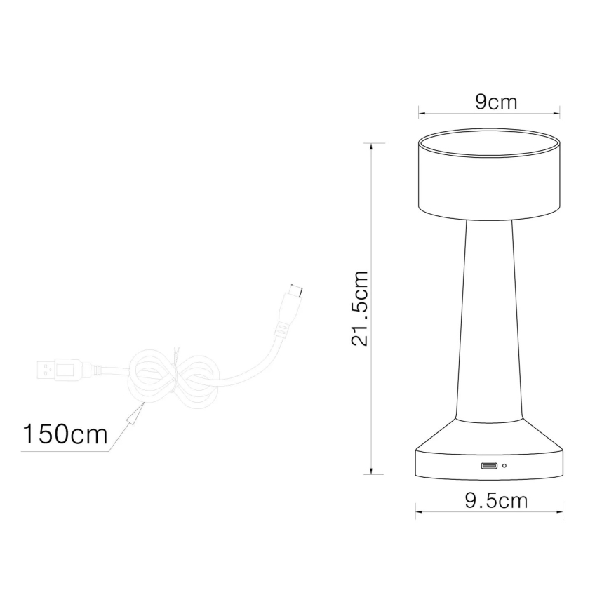 Globo - LED Stmívatelná dotyková stolní lampa LED/1W/3,7V 2700K/4000K/6500K 800 mAh USB matný chrom