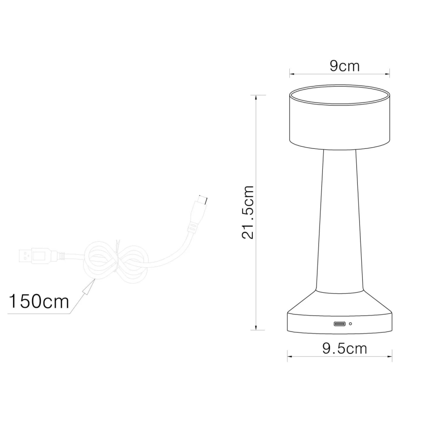 Globo - LED Stmívatelná dotyková stolní lampa LED/1W/3,7V 2700K/4000K/6500K 800 mAh USB černá