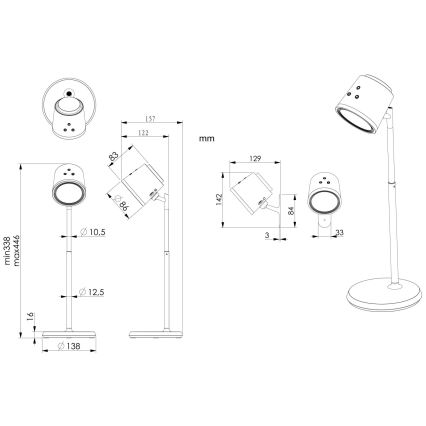 Globo - LED Stmívatelná dotyková stolní lampa 4v1 LED/6W/3,7V 3000K/4000K/6500K 1500 mAh USB černá