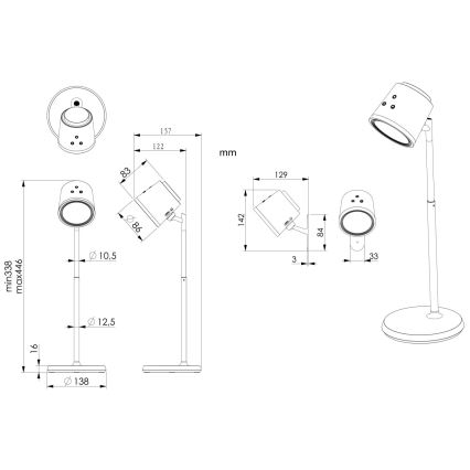 Globo - LED Stmívatelná dotyková stolní lampa 4v1 LED/6W/3,7V 3000K/4000K/6500K 1500 mAh USB bílá