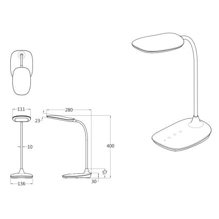 Globo - LED Stmívatelná dotyková stolní lampa LED/9W/230V 3000K/4000K/6500K CRI 90 černá