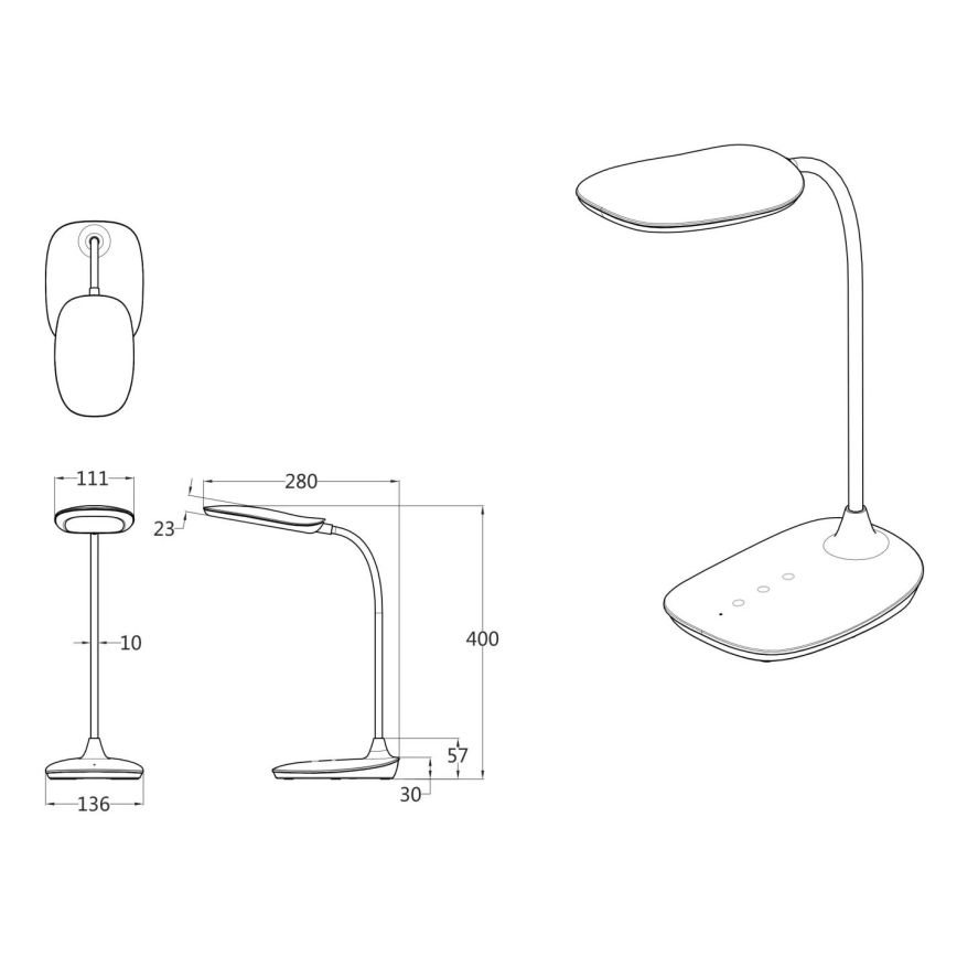 Globo - LED Stmívatelná dotyková stolní lampa LED/9W/230V 3000K/4000K/6500K CRI 90 černá