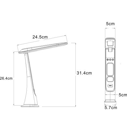 Globo - LED Stmívatelná dotyková nabíjecí stolní lampa LED/2W/5V 3000/4000/5000K 1800 mAh
