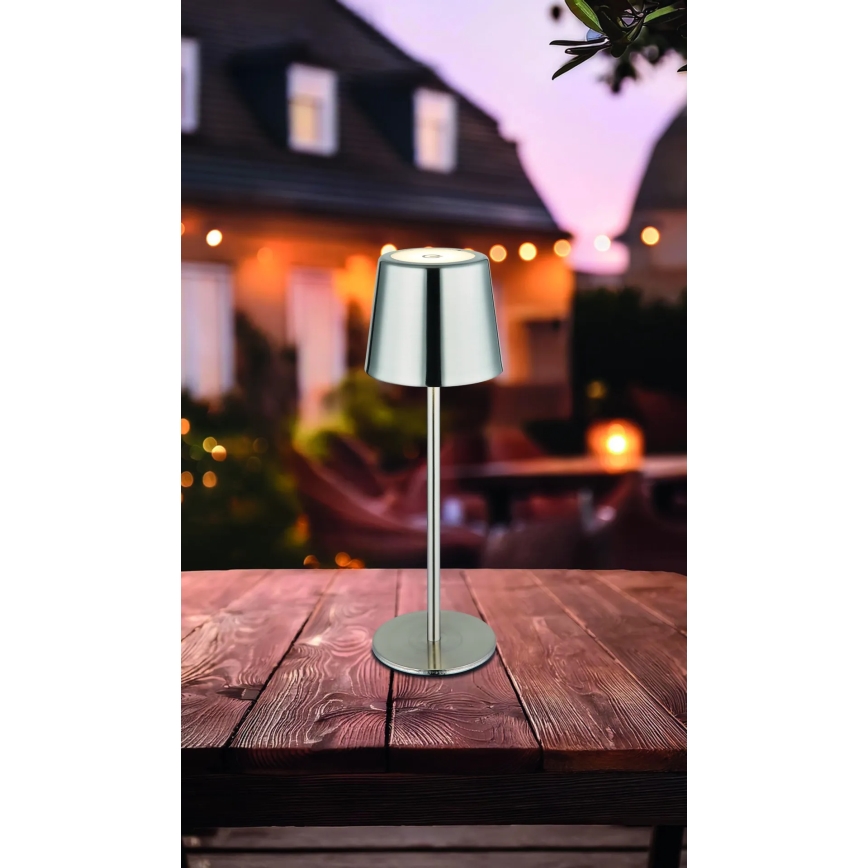 Globo - LED Stmívatelná dotyková nabíjecí stolní lampa LED/2W/3,7V 3000/4000/6000K 2200 mAh lesklý chrom