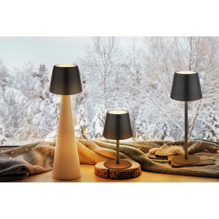 Globo - LED Stmívatelná dotyková nabíjecí venkovní stolní lampa 3v1 LED/3W/5V 3000/4000/5000K IP54 1800 mAh černá