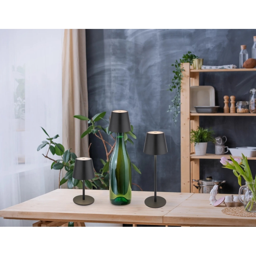 Globo - LED Stmívatelná dotyková nabíjecí venkovní stolní lampa 3v1 LED/3W/5V 3000/4000/5000K IP54 1800 mAh černá