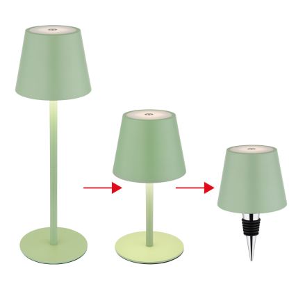 Globo - LED Stmívatelná dotyková nabíjecí venkovní stolní lampa 3v1 LED/3W/5V 3000/4000/5000K IP54 1800 mAh zelená