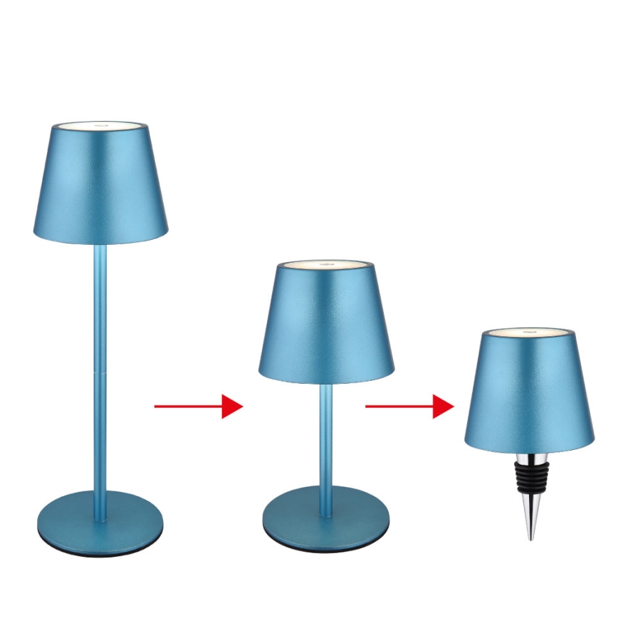 Globo - LED Stmívatelná dotyková nabíjecí venkovní stolní lampa 3v1 LED/3W/5V 3000/4000/5000K IP54 1800 mAh modrá