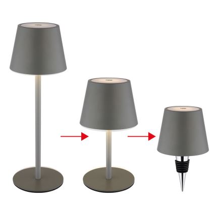 Globo - LED Stmívatelná dotyková nabíjecí venkovní stolní lampa 3v1 LED/3W/5V 3000/4000/5000K IP54 1800 mAh šedá