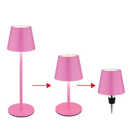 Globo - LED Stmívatelná dotyková nabíjecí venkovní stolní lampa 3v1 LED/3W/5V 3000/4000/5000K IP54 1800 mAh růžová