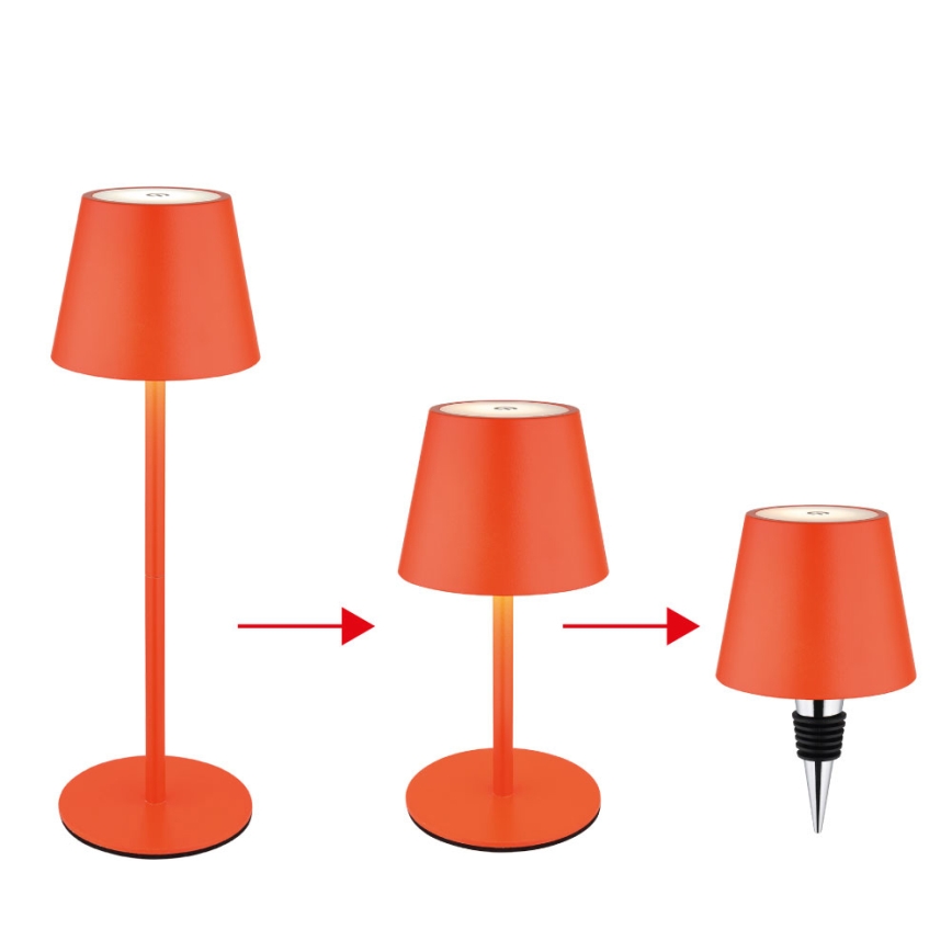 Globo - LED Stmívatelná dotyková nabíjecí venkovní stolní lampa 3v1 LED/3W/5V 3000/4000/5000K IP54 1800 mAh červená
