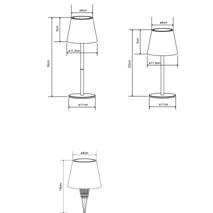 Globo - LED Stmívatelná dotyková nabíjecí venkovní stolní lampa LED/3W/5V 3000/4000/5000K IP54 1800 mAh