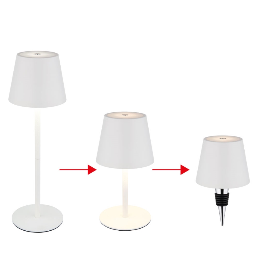 Globo - LED Stmívatelná dotyková nabíjecí venkovní stolní lampa 3v1 LED/3W/5V 3000/4000/5000K IP54 1800 mAh bílá