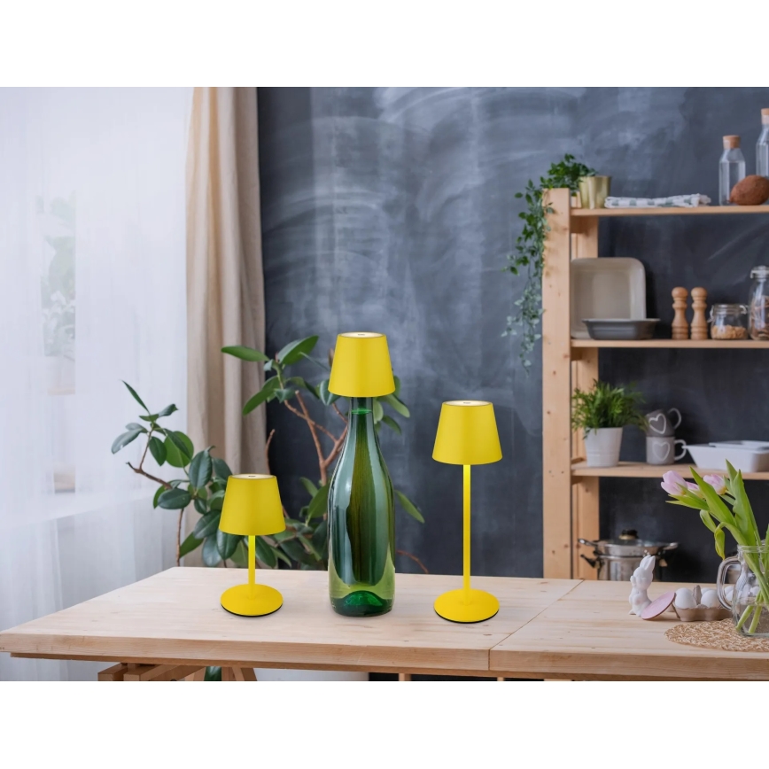 Globo - LED Stmívatelná dotyková nabíjecí venkovní stolní lampa 3v1 LED/3W/5V 3000/4000/5000K IP54 1800 mAh žlutá