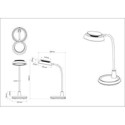 Globo - LED Stmívatelná dotyková stolní lampa LED/12W/230V 3000/4000/6500K černá