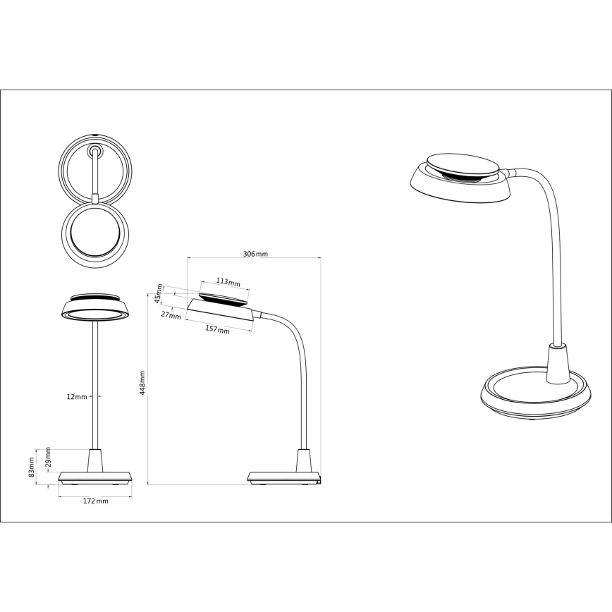 Globo - LED Stmívatelná dotyková stolní lampa LED/12W/230V 3000/4000/6500K černá