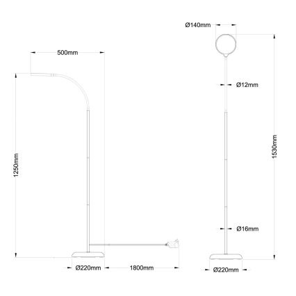 Globo - LED Stmívatelná dotyková stojací lampa LED/8W/230V 2700K/4000K/6500K černá