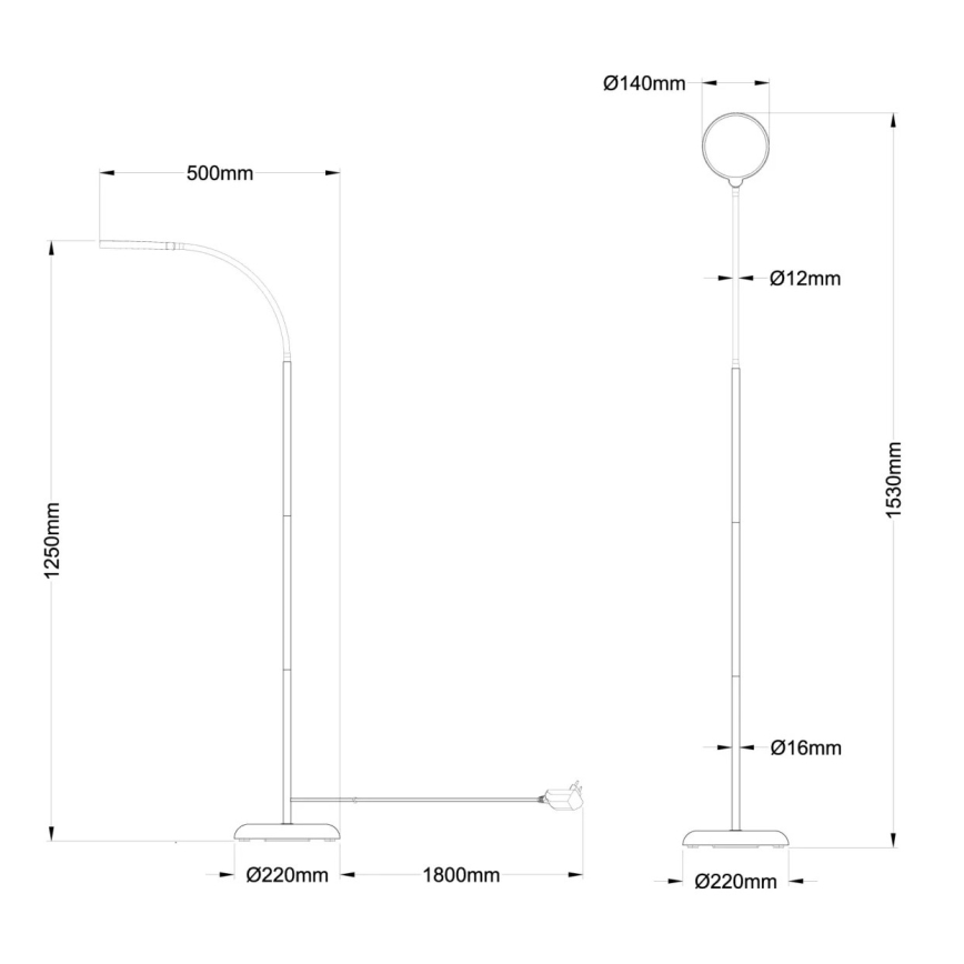 Globo - LED Stmívatelná dotyková stojací lampa LED/8W/230V 2700K/4000K/6500K černá
