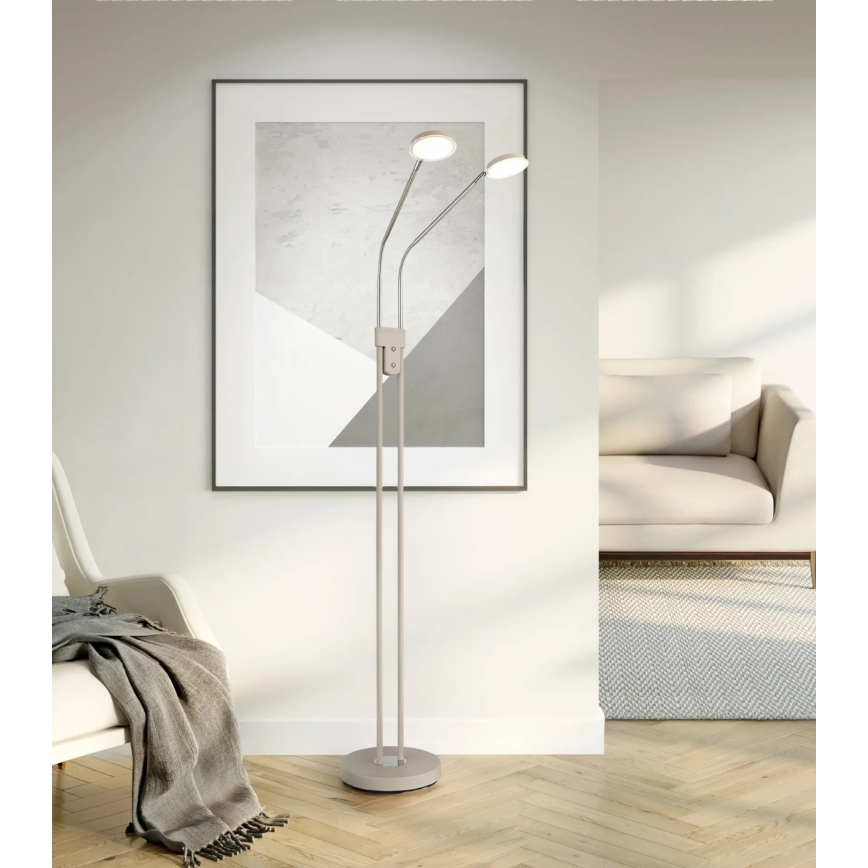 Globo - LED Stmívatelná stojací lampa 2xLED/6,5W/230V 2700/3350/4000K béžová