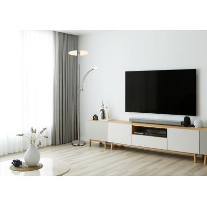 Globo - LED Stmívatelná stojací lampa LED/40W/230V + LED/5,5W 2700/4000/6000K matný chrom