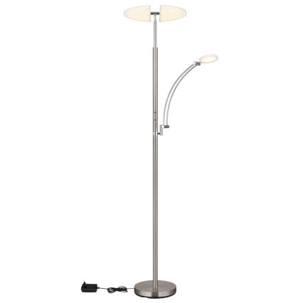 Globo - LED Stmívatelná stojací lampa LED/40W/230V + LED/5,5W 2700/4000/6000K matný chrom