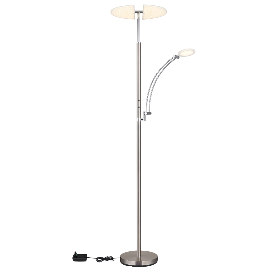 Globo - LED Stmívatelná stojací lampa LED/40W/230V + LED/5,5W 2700/4000/6000K matný chrom