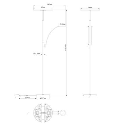 Globo - LED Stmívatelná stojací lampa LED/40W/230V + LED/5,5W 2700/4000/6000K matný chrom