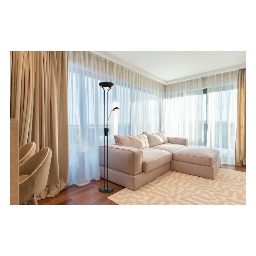 Globo - LED Stmívatelná stojací lampa LED/20W/230V + LED/5,5W 3000K černá/zlatá