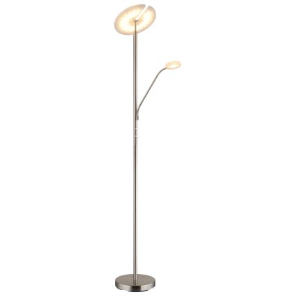 Globo - LED Stmívatelná stojací lampa LED/28W/230V + LED/5W 3000K lesklý chrom