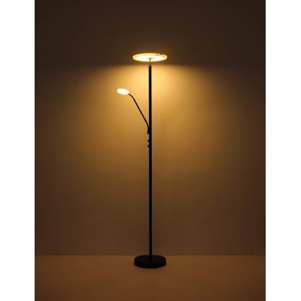 Globo - LED Stmívatelná stojací lampa LED/28W/230V + LED/5W 3000K černá