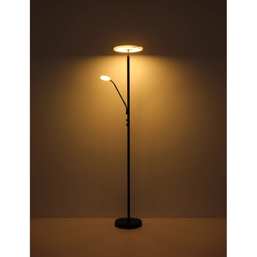 Globo - LED Stmívatelná stojací lampa LED/28W/230V + LED/5W 3000K černá