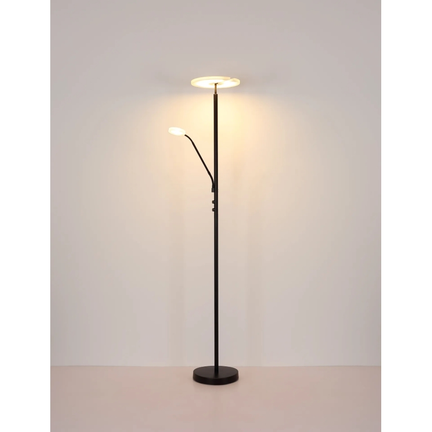 Globo - LED Stmívatelná stojací lampa LED/28W/230V + LED/5W 3000K černá