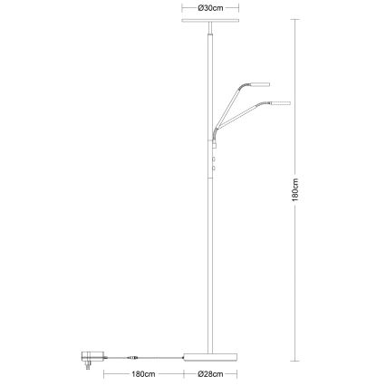 Globo - LED Stmívatelná stojací lampa LED/28W/230V + LED/5W 3000K černá