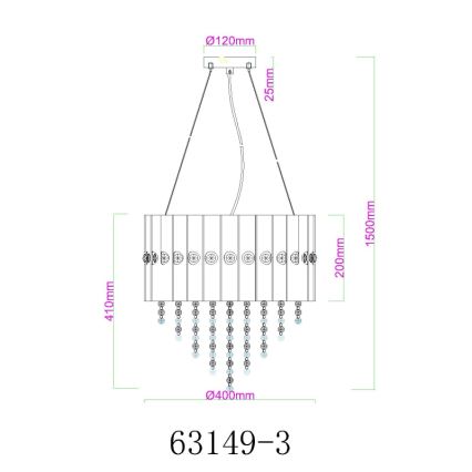 Globo - Lustr na lanku 3xE27/40W/230V pr. 40 cm