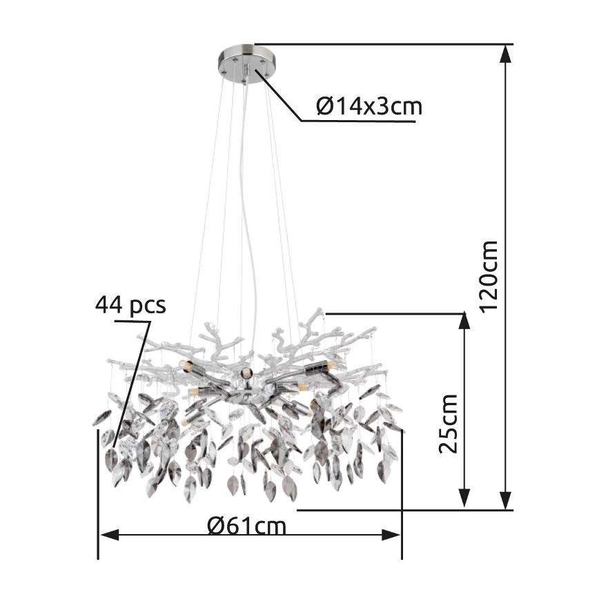 Globo - Lustr na lanku 8xG9/8W/230V pr. 61 cm lesklý chrom