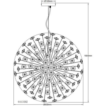 Globo - LED Lustr na lanku 9xG9/3,5W/230V pr. 60 cm zlatá