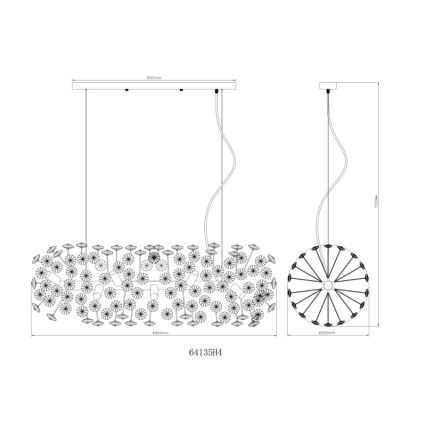 Globo - LED Lustr na lanku 12xG9/3,5W/230V zlatá