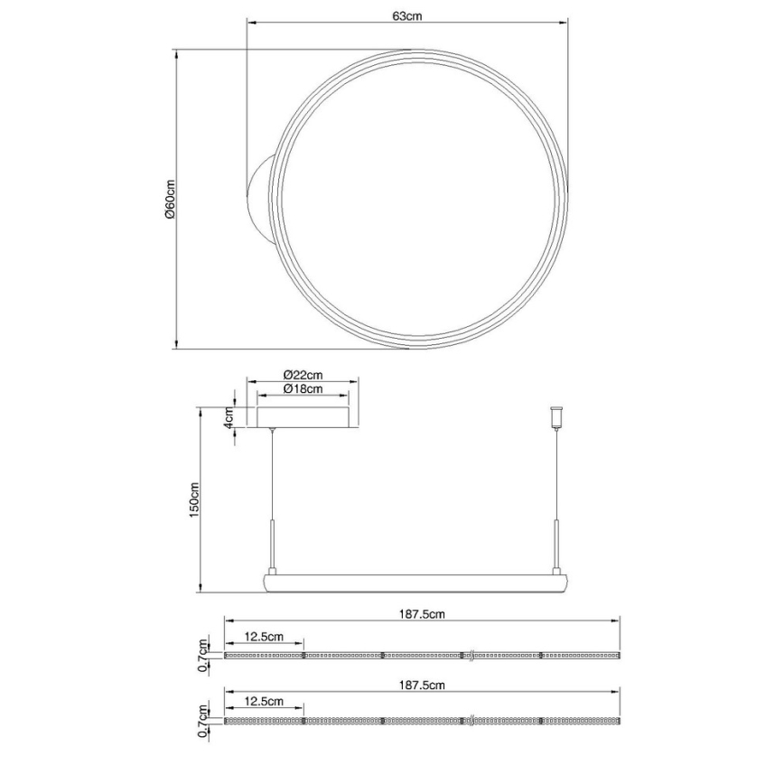 Globo - LED Stmívatelný lustr na lanku LED/36W/230V 2700-6000K černá + dálkové ovládání