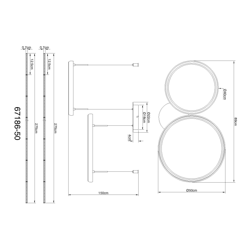 Globo - LED Stmívatelný lustr na lanku LED/50W/230V 2700-6000K černá + dálkové ovládání