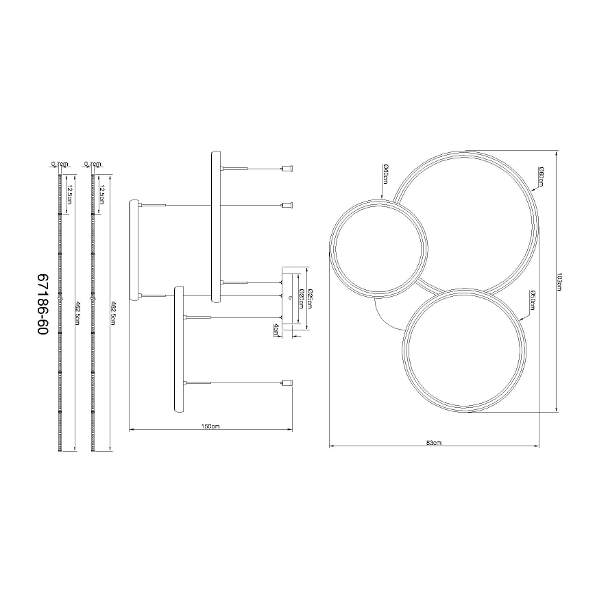 Globo - LED Stmívatelný lustr na lanku LED/55W/230V 2700-6000K černá + dálkové ovládání