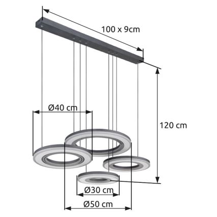 Globo - LED Stmívatelný lustr na lanku LED/80W/230V 2700-6000K černá + dálkové ovládání